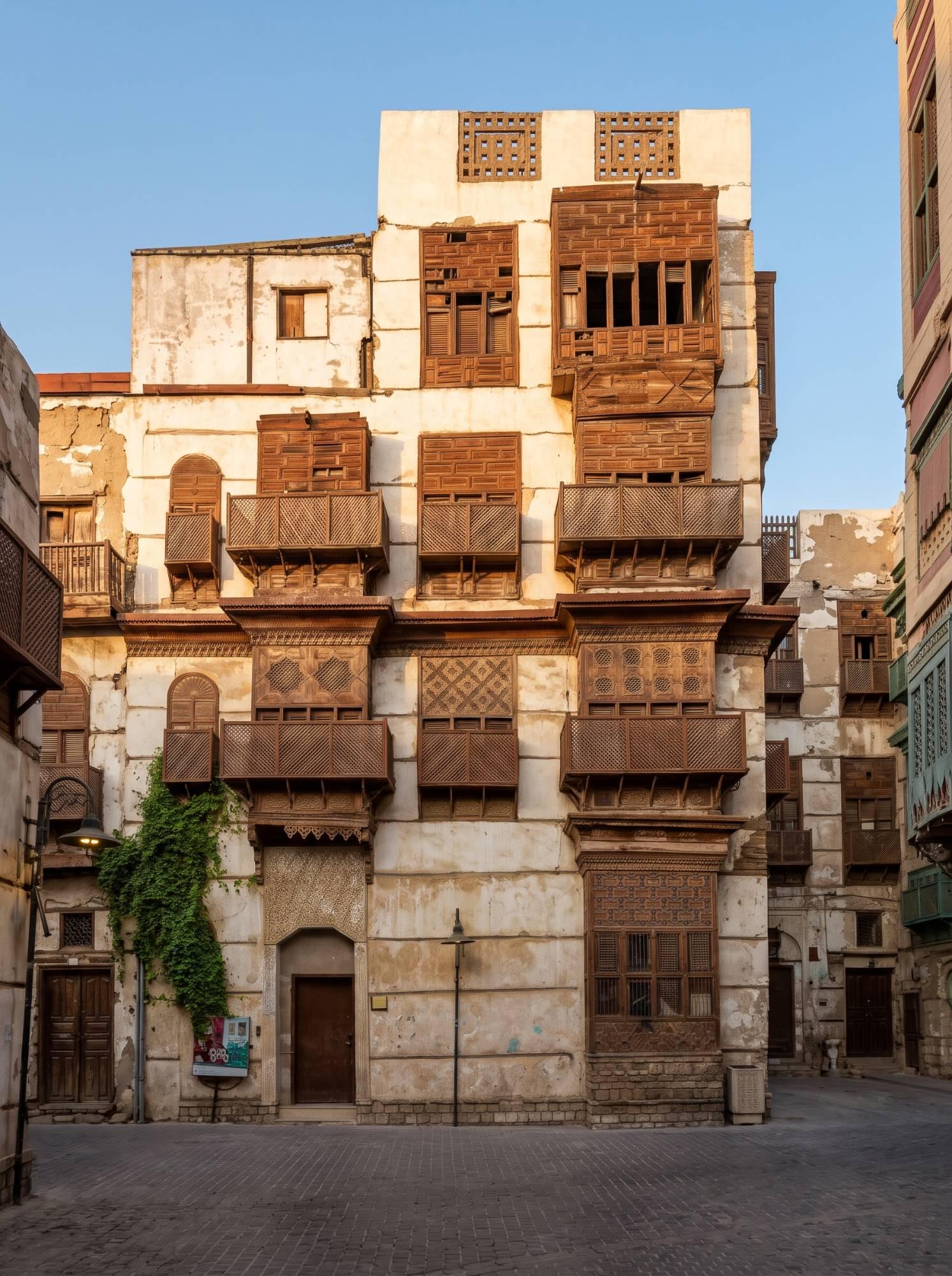 عمارة جدة التاريخية (البلد) المبنية بالحجر المنقبي